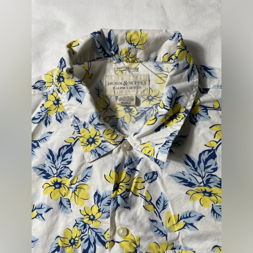 Denim and Supply Ralph Lauren Floral Hawaiian Print Button down shirt men Sz XL
